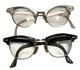 Vtg 1950s Cat Eye Horn Rimmed Eyeglasses Pair Of 2 Silver & Black Frames Women's