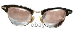 Vtg 1950s Cat Eye Horn Rimmed Eyeglasses Pair Of 2 Silver & Black Frames Women's