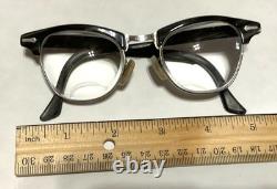Vtg 1950s Cat Eye Horn Rimmed Eyeglasses Pair Of 2 Silver & Black Frames Women's