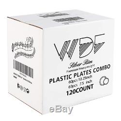WDF 120PCS Silver Plastic Plates-Disposable Plastic Plates with Silver Rim