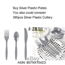 WDF 120PCS Silver Plastic Plates-Disposable Plastic Plates with Silver Rim