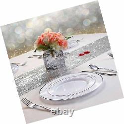 WDF 120PCS Silver Plastic Plates-Disposable Plastic Plates with Silver Rim- P