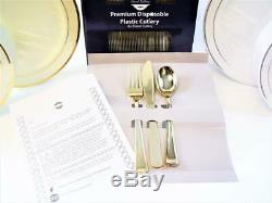 Wedding Party Plates & Silverware Serving Set Disposable Plastic Premium Quality