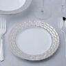 White Plastic 7.25 Round Plates With Silver Textured Rim Wedding Disposable