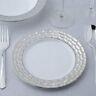 White Plastic 7.25 Round Plates With Silver Textured Rim Wedding Disposable