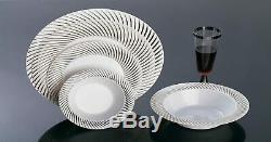 White Plastic Plates With Silver Swirl Rim 10.25 Inch Total 120 Plates