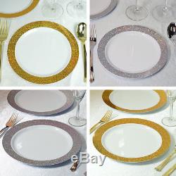 White Plastic Round Plates with Dust Rim Party Wedding Disposable Tableware