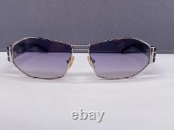 Woman Sunglasses Silver Black Rectangular Full Rim Large XL EX 59