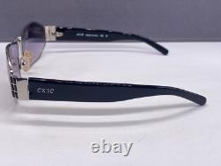 Woman Sunglasses Silver Black Rectangular Full Rim Large XL EX 59