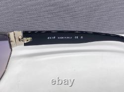 Woman Sunglasses Silver Black Rectangular Full Rim Large XL EX 59