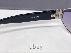 Woman Sunglasses Silver Black Rectangular Full Rim Large XL EX 59
