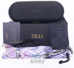 Zilli Zi 60026 C08 Rimless Silver Black Titanium Leather Eyeglasses 60-18 France