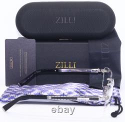 Zilli Zi 60026 C08 Rimless Silver Black Titanium Leather Eyeglasses 60-18 France