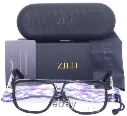 Zilli Zi60019 C02 Aviator Shiny Black Silver Authentic Eyeglasses 59-10 France