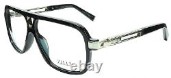 Zilli Zi60019 C02 Aviator Shiny Black Silver Authentic Eyeglasses 59-10 France