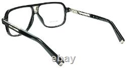 Zilli Zi60019 C02 Aviator Shiny Black Silver Authentic Eyeglasses 59-10 France