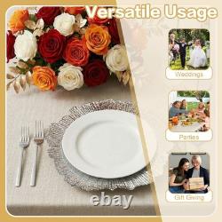 100 PCS Assiettes Chargeurs Argent 12 Plaques de Table Décoratives Vintage, Bord Froncé