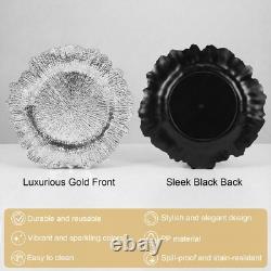 100 PCS Assiettes Chargeurs Argent 12 Plaques de Table Décoratives Vintage, Bord Froncé