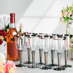 100 Paquet de Verres à Vin Jetables en Plastique Bordés en Gros 8 Oz Élégants Fancy Wine
