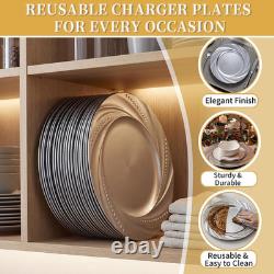 100 pièces de 13 pouces, assiettes de présentation argentées en vrac, rondes en plastique gaufré pour
<br/>  


