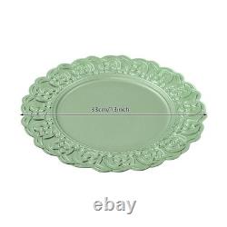 100 pièces de dessous d’assiette antiques en lot, 13 pouces, bord en relief, en plastique, pour dîner de fête