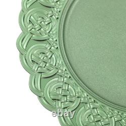 100 pièces de dessous d’assiette antiques en lot, 13 pouces, bord en relief, en plastique, pour dîner de fête