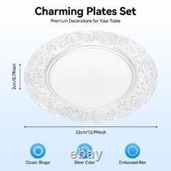100 pièces de sous-assiettes antiques en plastique, assiette de dîner à bord en relief, assiette de service