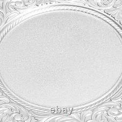 100Pcs Assiettes Chargeurs Antiques Assiettes en Plastique avec Bord Décoré Assiettes de Service