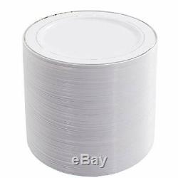 144 Pièces D'argent En Plastique 144 Assiettes À Dessert En Plastique D'argent, Rim