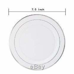 144 Pièces D'argent En Plastique 144 Assiettes À Dessert En Plastique D'argent, Rim
