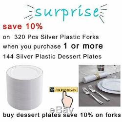 144 Pièces D'argent En Plastique 144 Assiettes À Dessert En Plastique D'argent, Rim