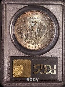 1904-O Morgan $ PCGS 64, Tonalité multicolore au revers, Avers éclatant avec ton de bord doré