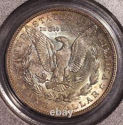 1904-O Morgan $ PCGS 64, Tonalité multicolore au revers, Avers éclatant avec ton de bord doré