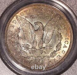 1904-O Morgan $ PCGS 64, Tonalité multicolore au revers, Avers éclatant avec ton de bord doré