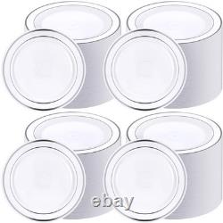 200 Assiettes jetables en plastique pour fête avec bord en plastique rigide