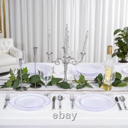 200PCS Assiettes en Plastique Argentées Assiettes en Plastique Blanches avec Bord Argent Comprend 1