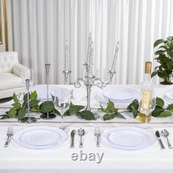 200PCS Assiettes en Plastique Blanches avec Bord, Comprend 200 PCS Argent
