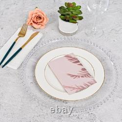24 pièces de sous-assiettes rondes transparentes avec bord perlé, 13 pouces en plastique acrylique pl