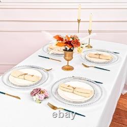 24 pièces de sous-assiettes rondes transparentes avec bord perlé, 13 pouces en plastique acrylique pl