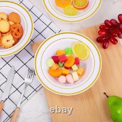300 pièces de bols en plastique avec bord doré 6 oz petits bols jetables en plastique pour salade et bonbons