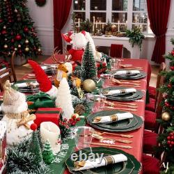 350PCS Assiettes en Plastique Vert Foncé Jetables avec Bord Doré 50