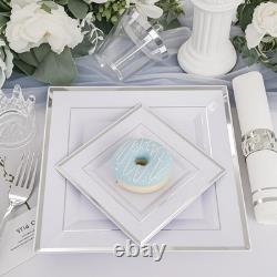 350Pcs Assiettes Argentées Assiettes Carrées en Plastique 9.5 et 6 servent à