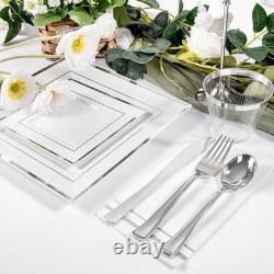 350Pcs Assiettes en Argent Assiettes Carrées en Plastique 9,5 et 6 servent pour 350Pcs Assiettes en Argent Assiettes Carrées en Plastique 9,5 et 6 servent pour