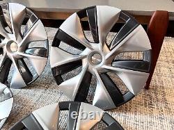 4 Véritable Modèle Tesla Oem Y 19 Gemini Wheel Cover Rim Aero Hubcaps 2020-23