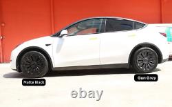 4 pièces pour Tesla Model Y Cache-moyeux de roue de voiture 19 pouces Bouchons de jante Couverture complète Argentée
