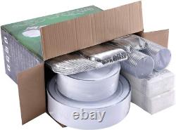 50 Assiettes, Gobelets et Couverts en Plastique avec Bord Argenté pour un Repas Sans Tracas