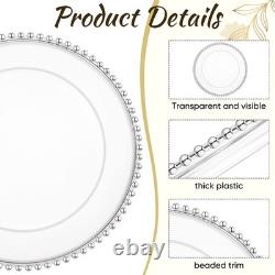 50 pièces de plateaux de service en perles de 13 pouces avec bord perlé Din