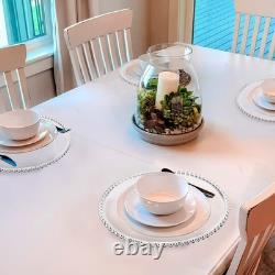 50 pièces de plateaux de service en perles de 13 pouces avec bord perlé Din