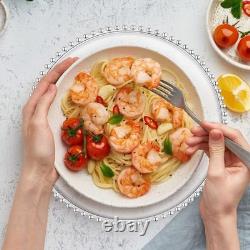 50 pièces de sous-assiettes perlées de 13 pouces, sous-assiettes transparentes avec bord perlé din