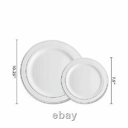 700 Piece Silver Dinnerware Set 200 Silver Rim Plaques En Plastique 300 Argent